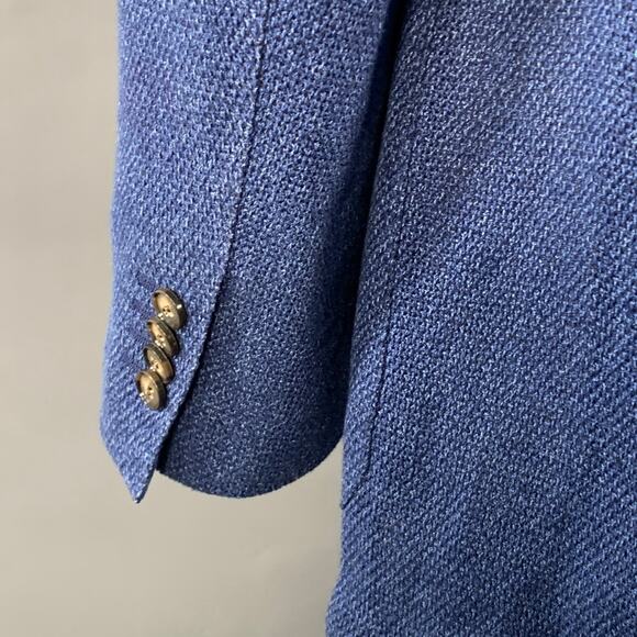 SUITSUPPLY Size 44 Blue Woven Silk Linen Notch Lapel Sport Coat - Picture 4 of 12